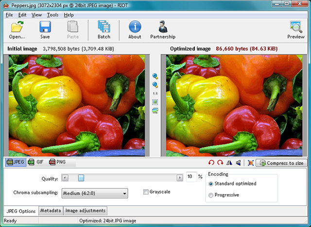 Скриншот RIOT (Radical Image Optimization Tool)