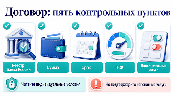 Карточка индивидуальных условий с суммой, сроком и ПСК